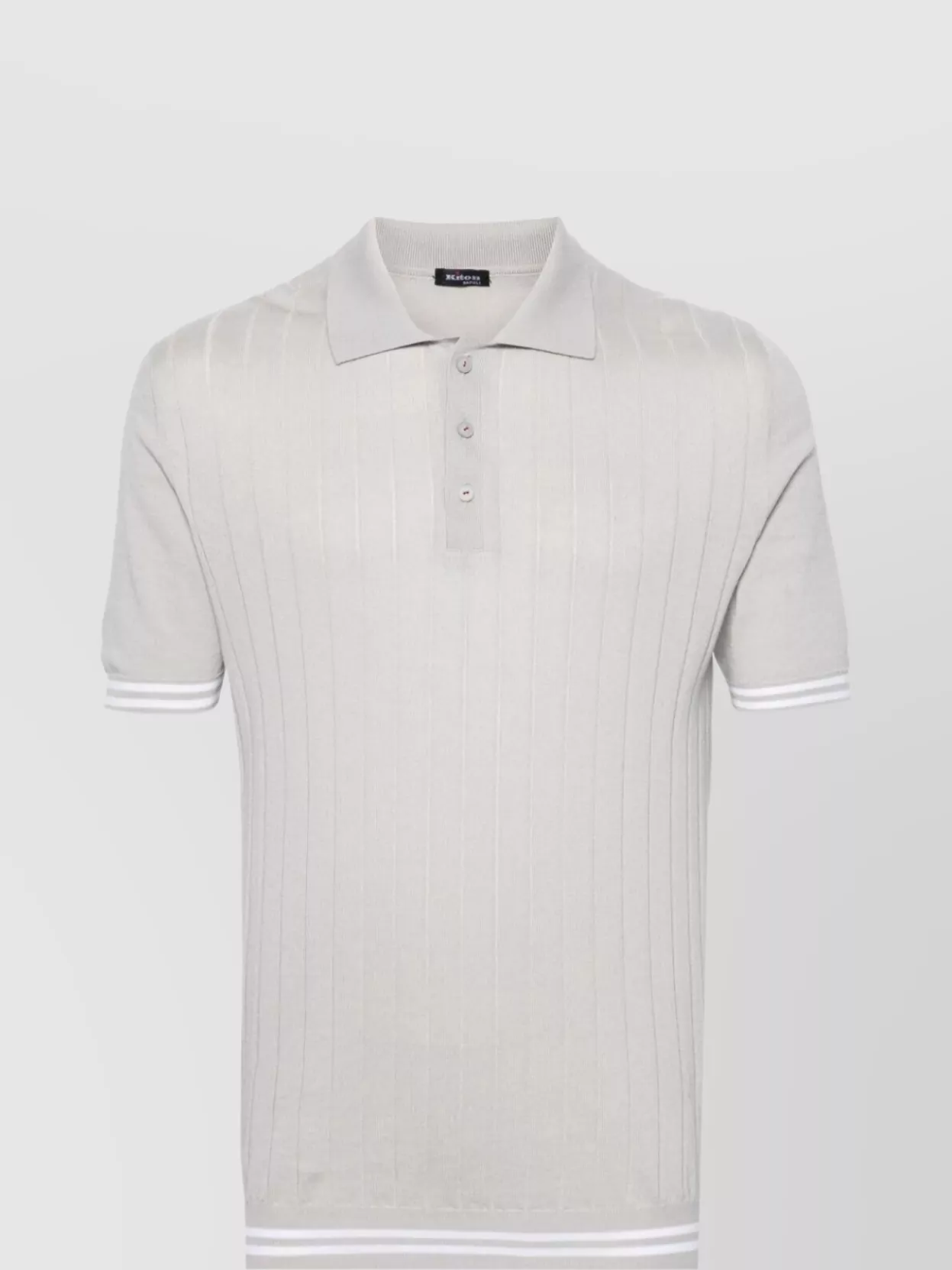 Kiton Ribbed Texture Polo Shirt With Striped Accents
