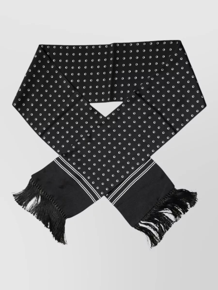 Dolce&Gabbana silk polka-dot skinny fringed scarf