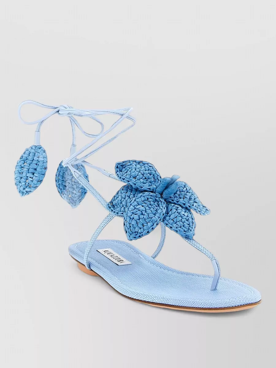 Aquazzura Raffia-Trim Woven Sandals