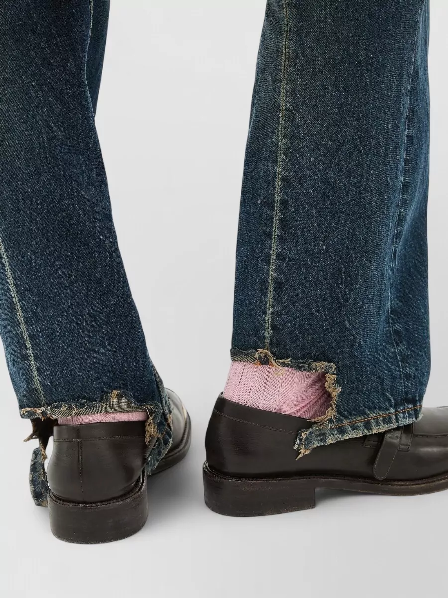Versace Denim Distressed Straight-Leg Jeans