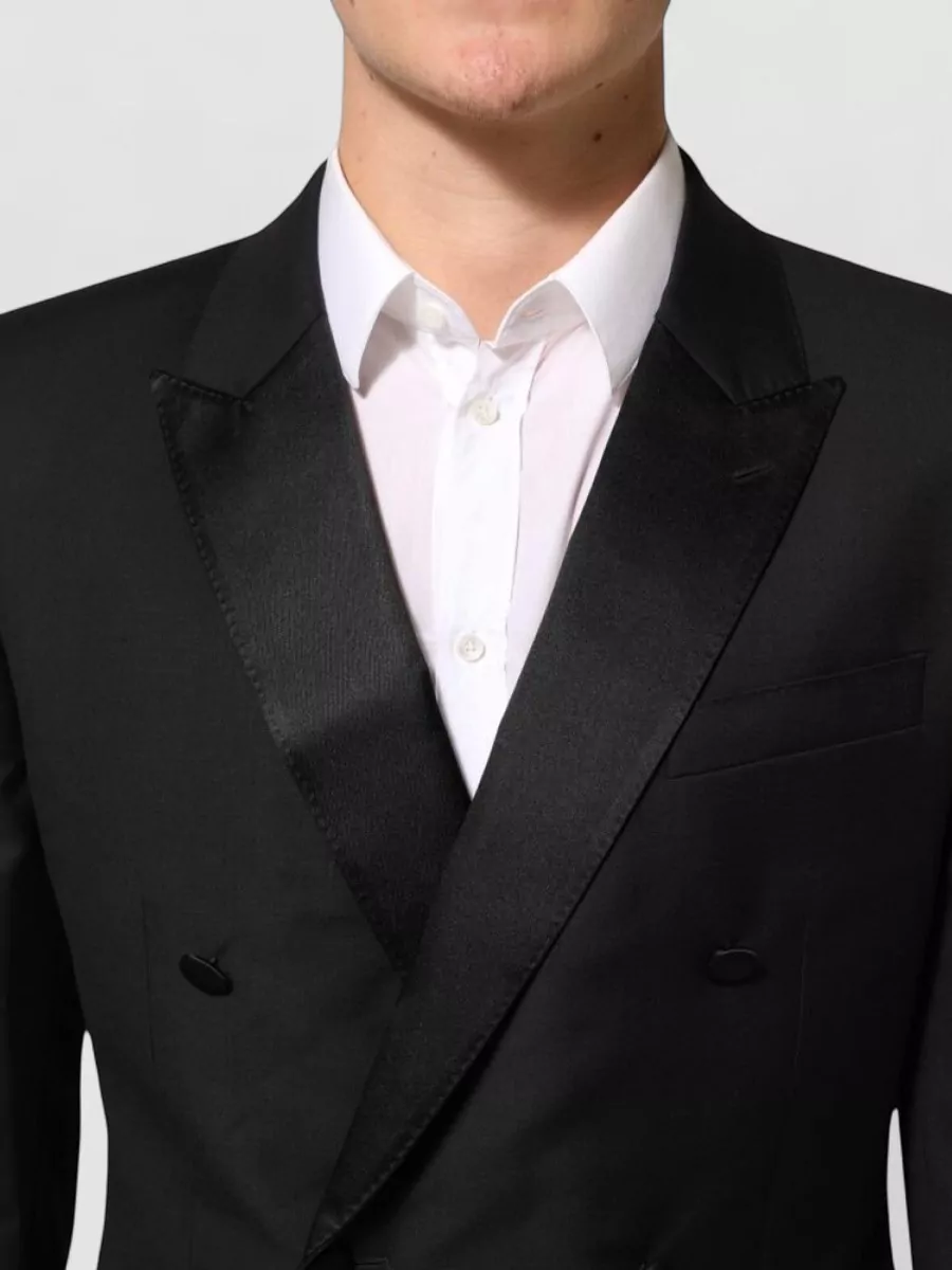 Dolce&Gabbana Silk Virgin Wool Double-Breasted Suit Blazer