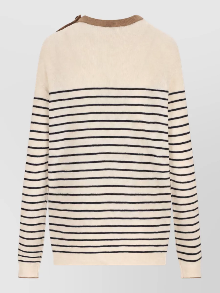 Prada Striped Linen Blend Crewneck Sweater