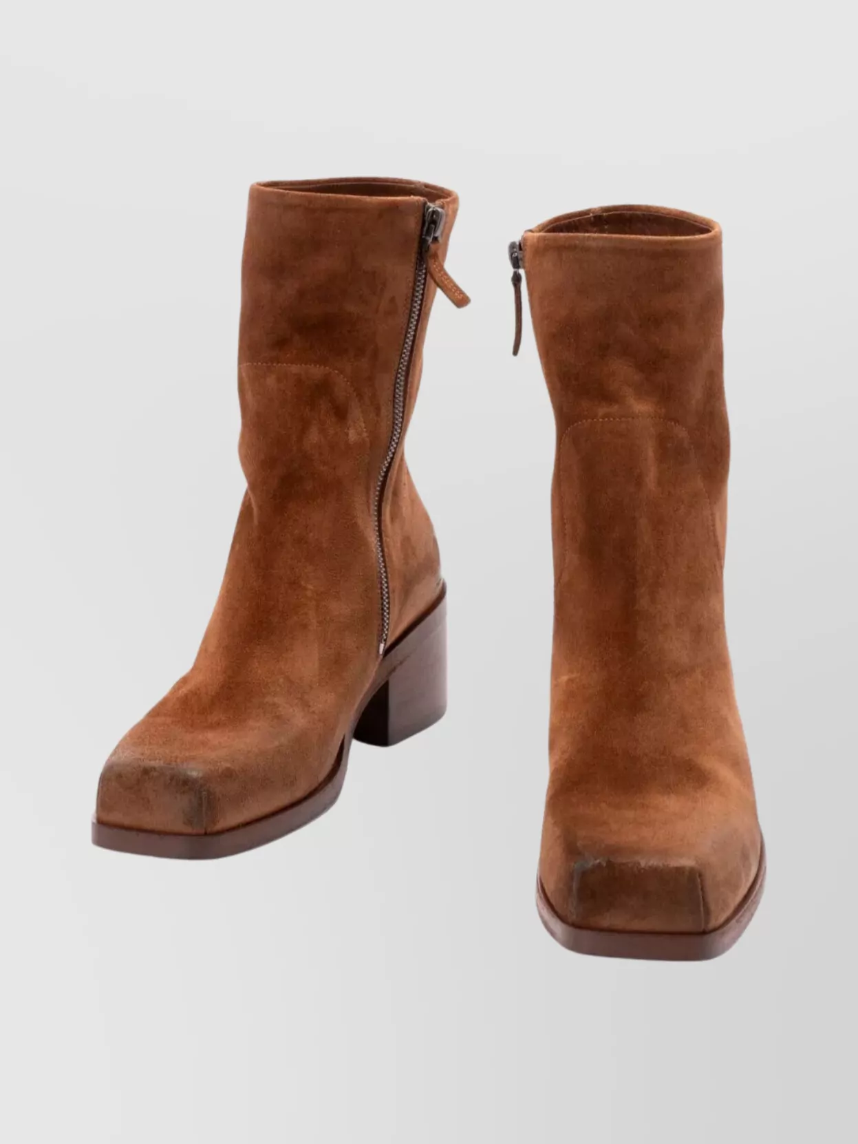 Marsèll Suede Block Heel Ankle Boots In Brown