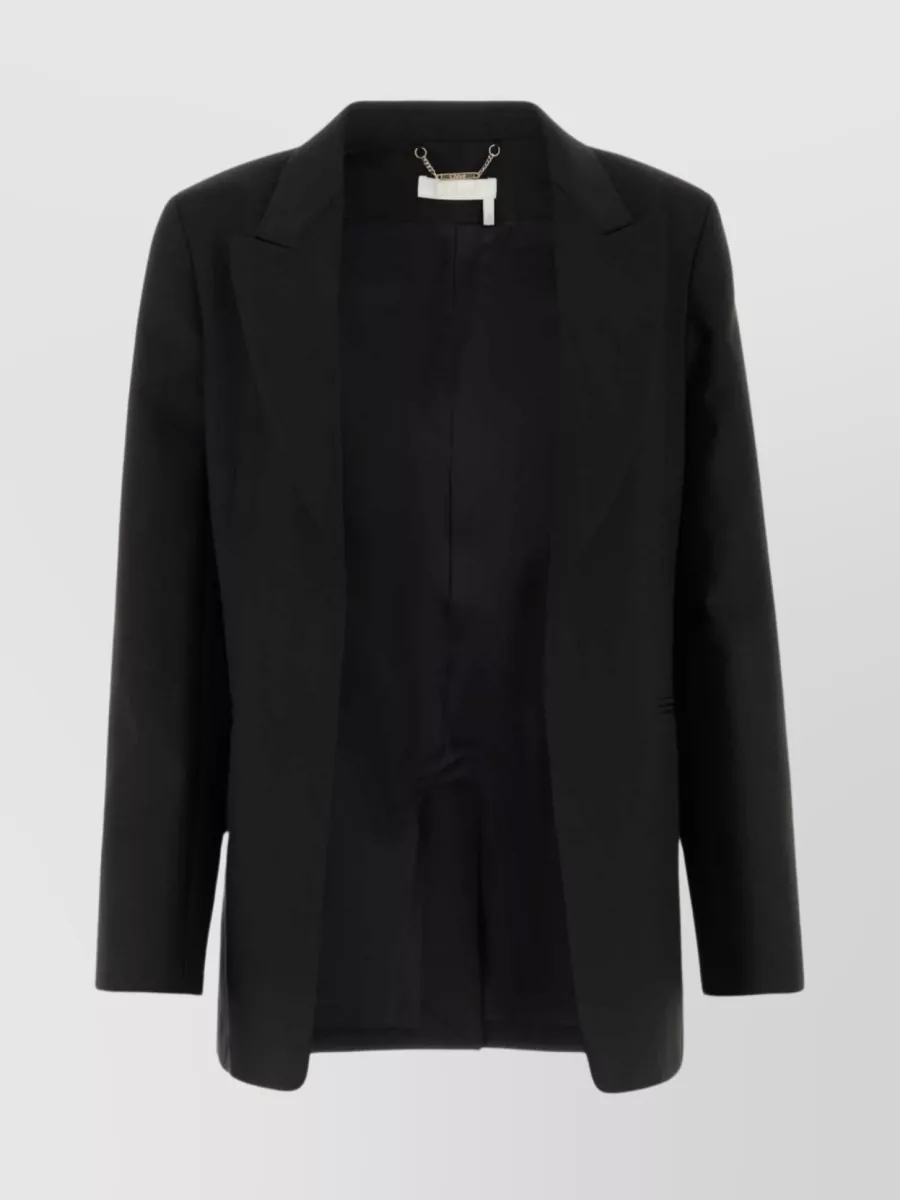 Shop Chloé Structured Lapel Jacket With Flap Pockets In Black