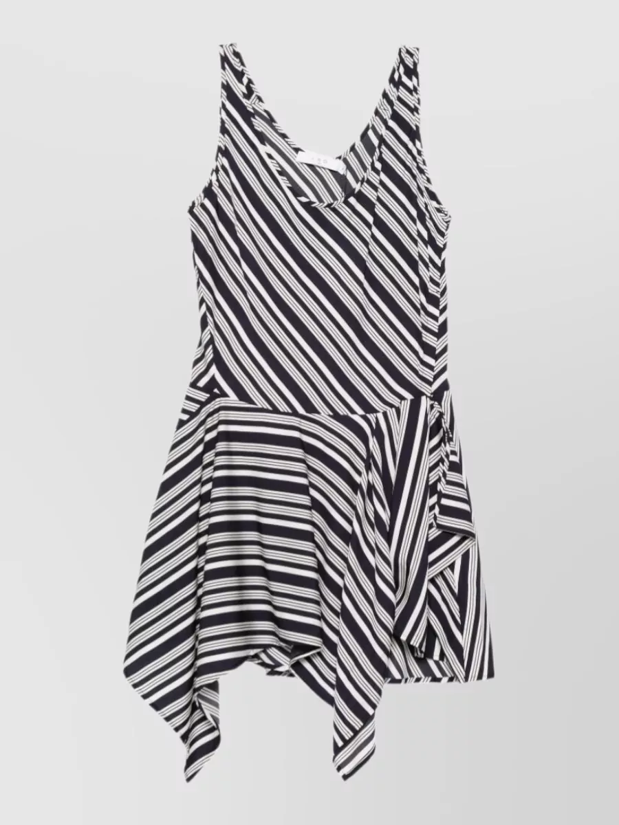Iro striped sleeveless v-neck asymmetric mini dress