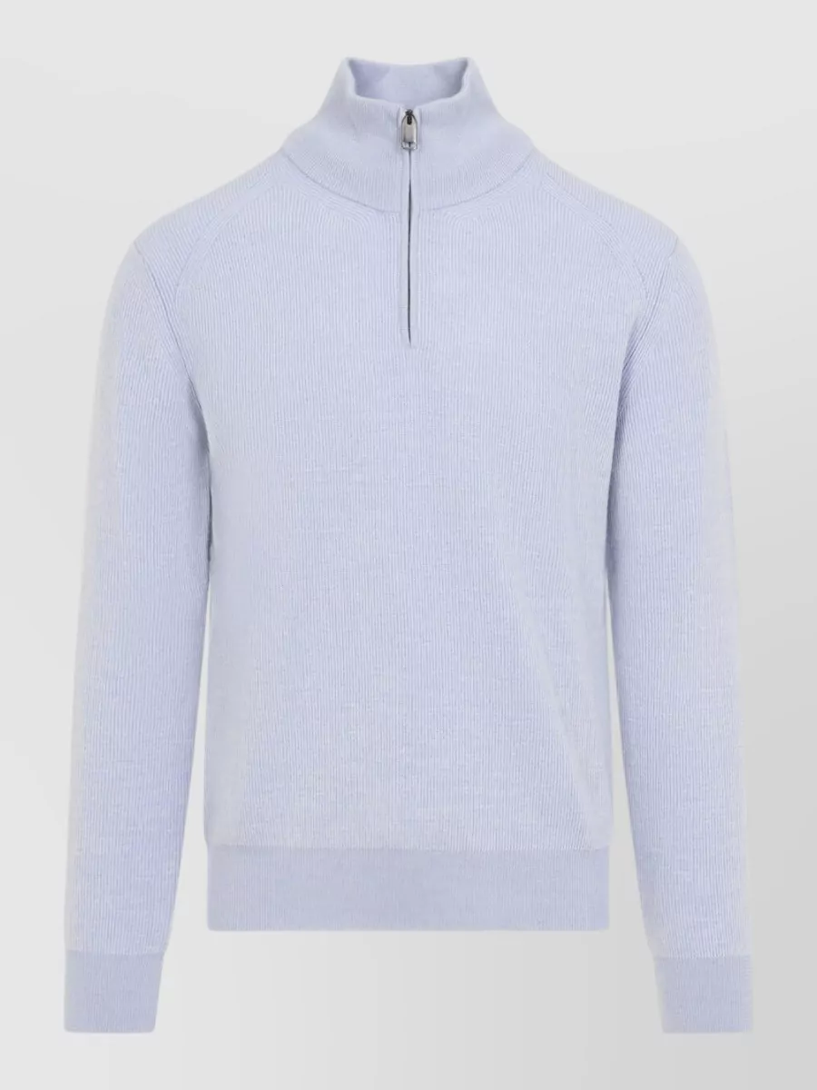 Brioni ribbed cashmere half-zip sweater