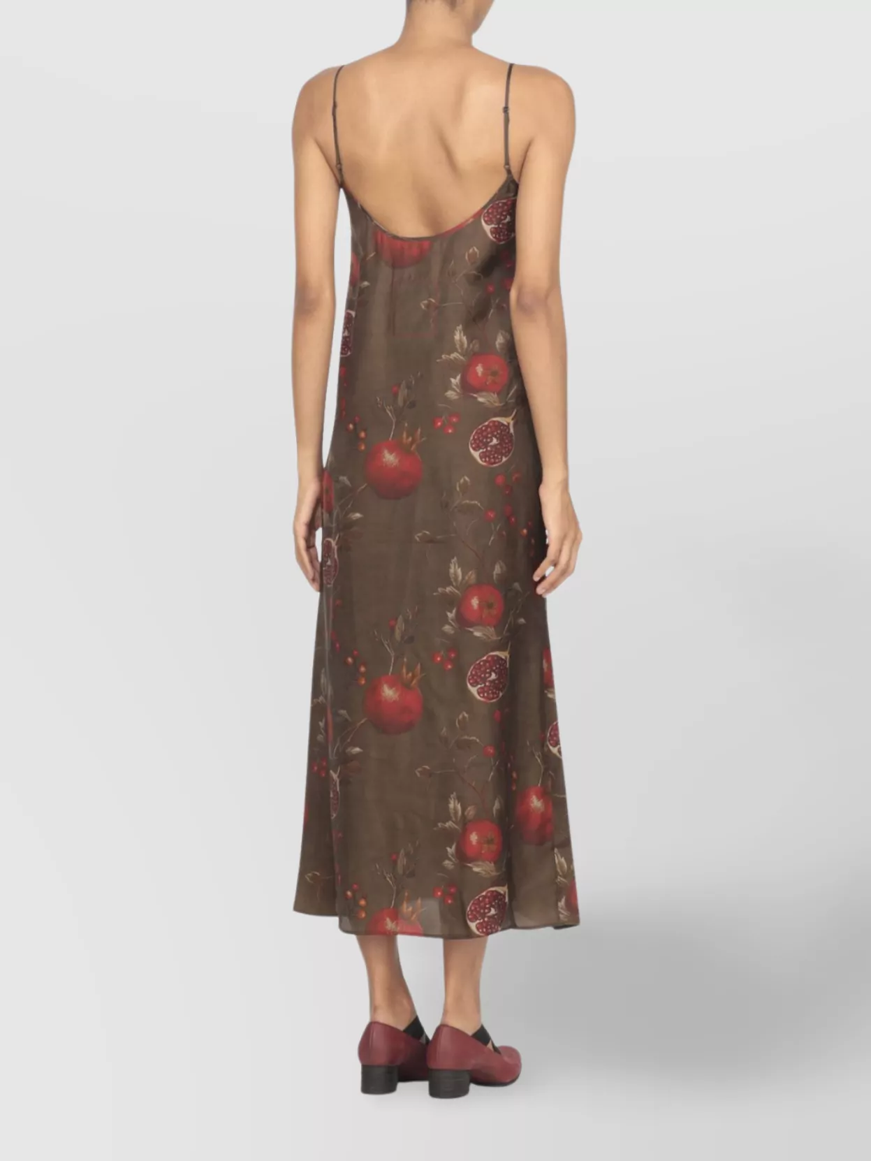 Uma Wang Midi Dress With Shoulder Straps And Floral Print