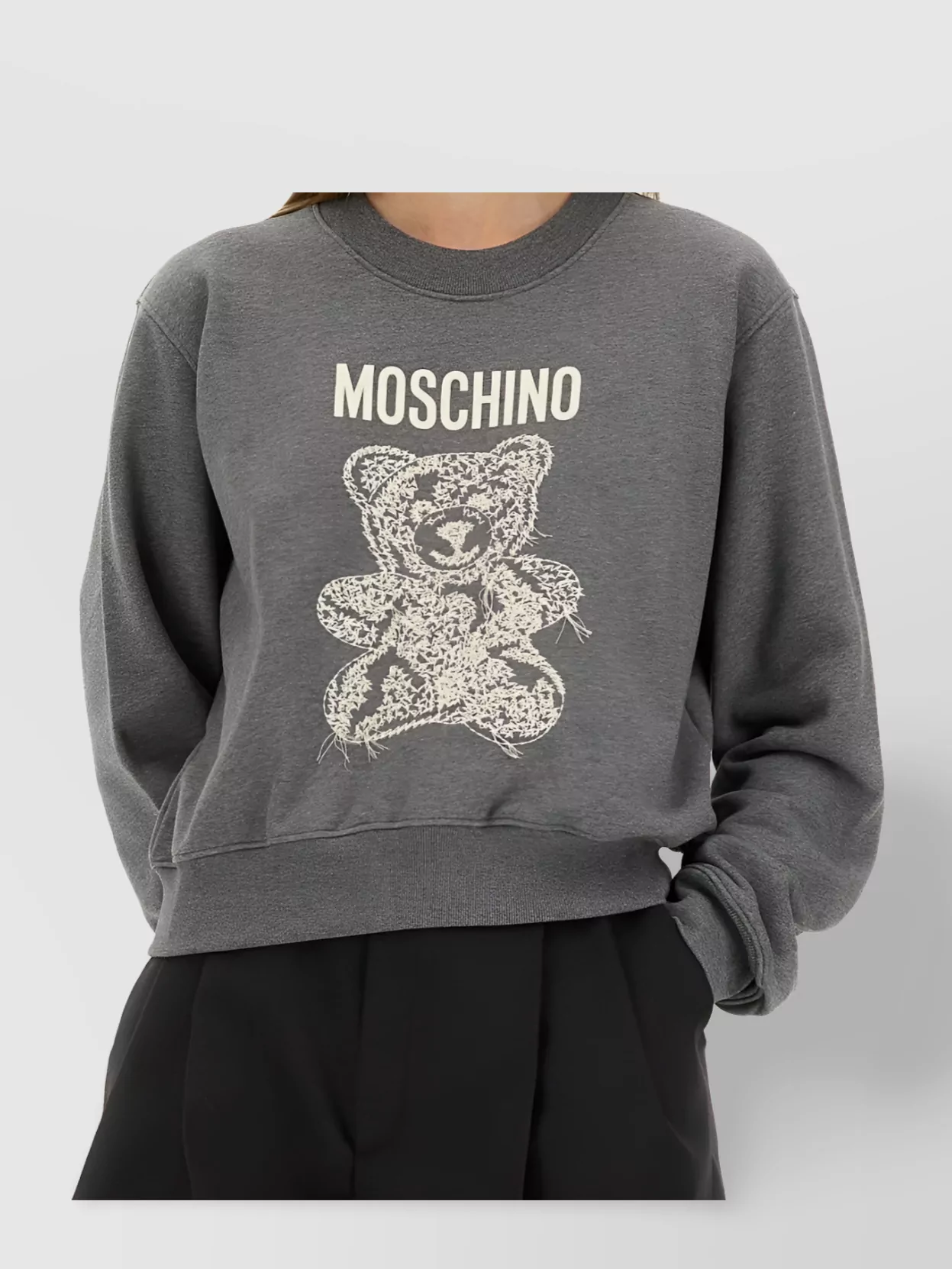 Moschino Ribbed Knitwear With Crew Neck And Graphic Print
