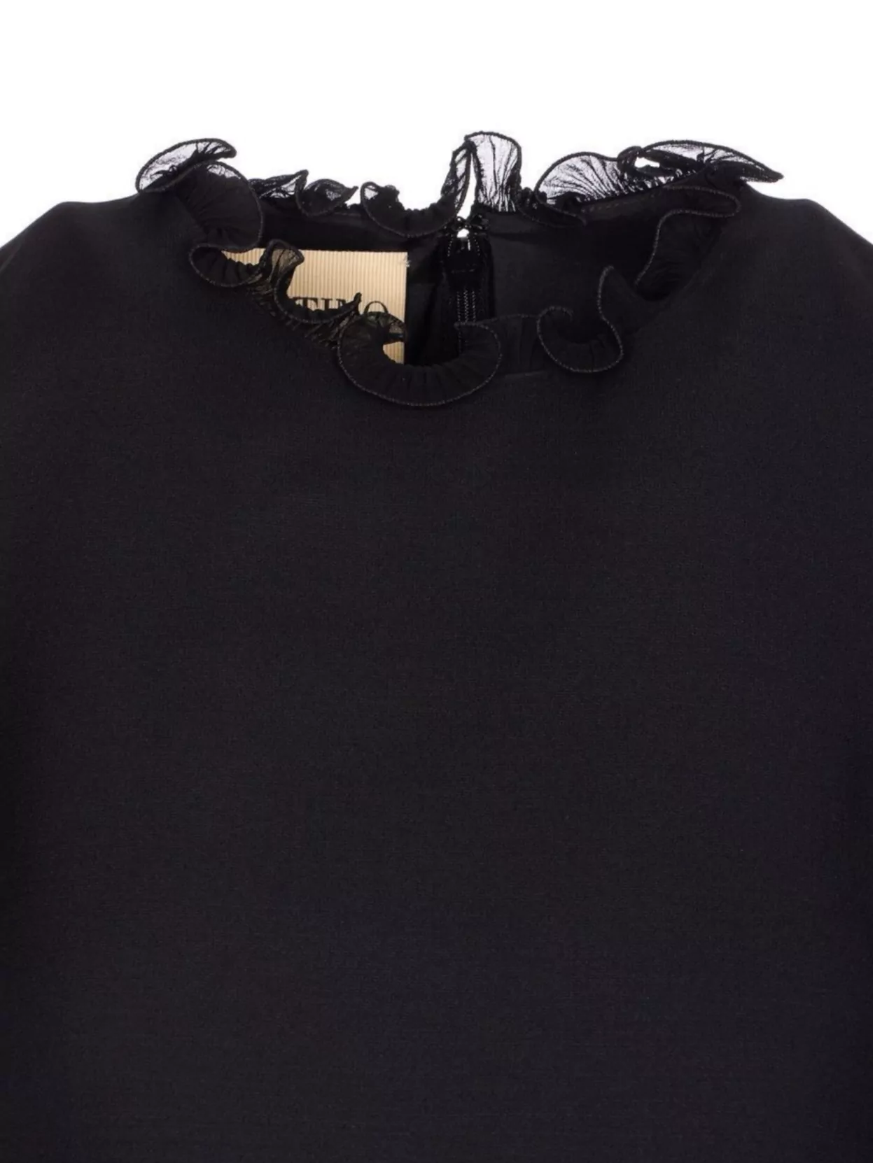 Valentino Garavani Ruffle Trim Crepe Couture Minidress In Black