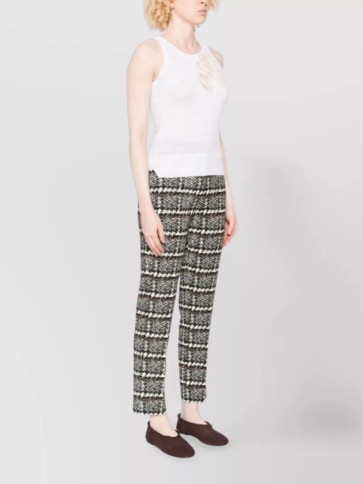 Ermanno Scervino Sheer Merino Tank Top With Lace Trim