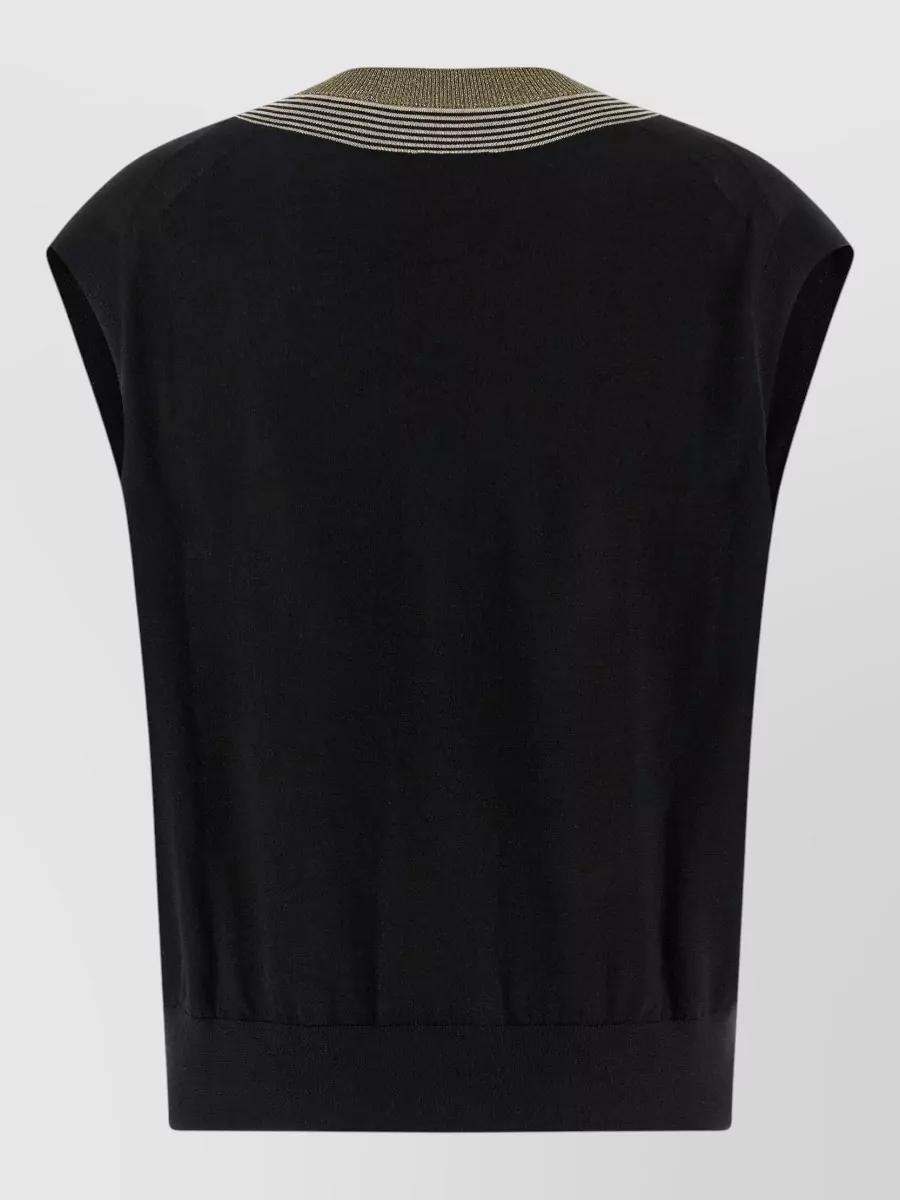 Brunello Cucinelli Cashmere Silk Striped V-Neck Vest