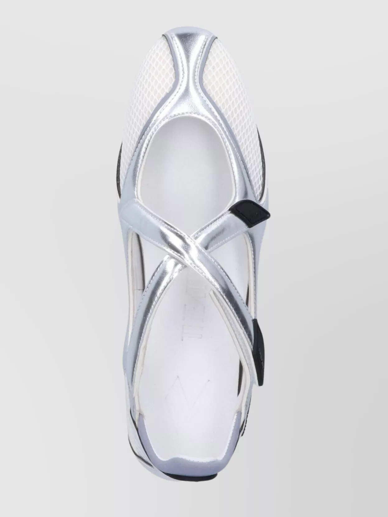 The Attico Mesh Panel Metallic Round Toe Ballerina Shoes