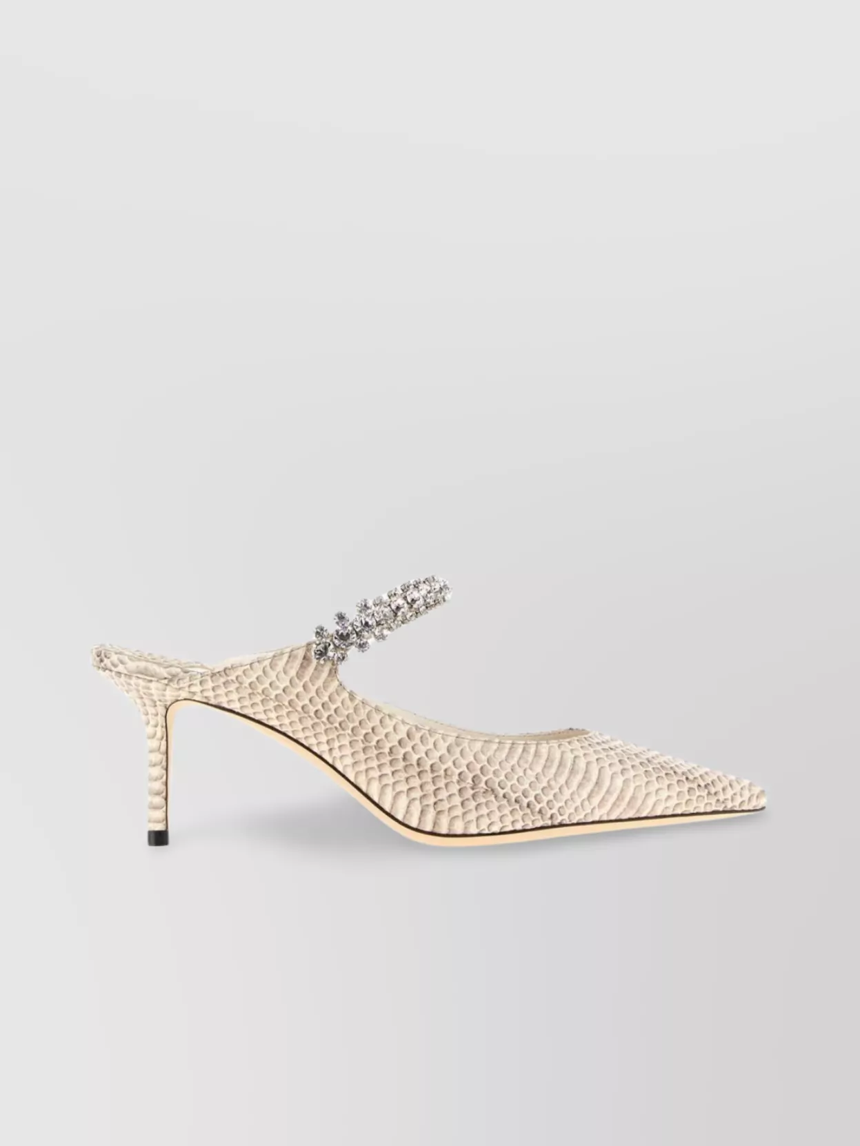 Jimmy Choo Mules Leather Textured Strap Embellished In Brown