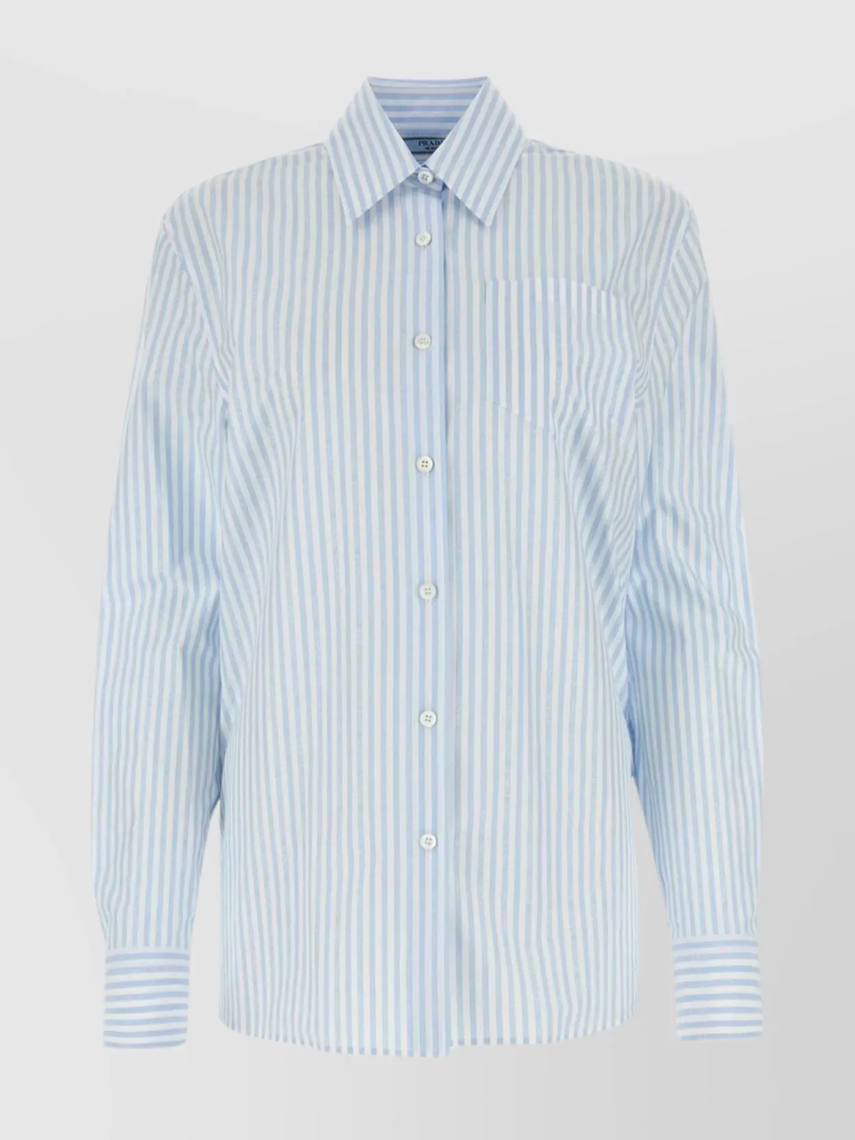 Shop Prada Italian Collar Poplin Shirt In Blue