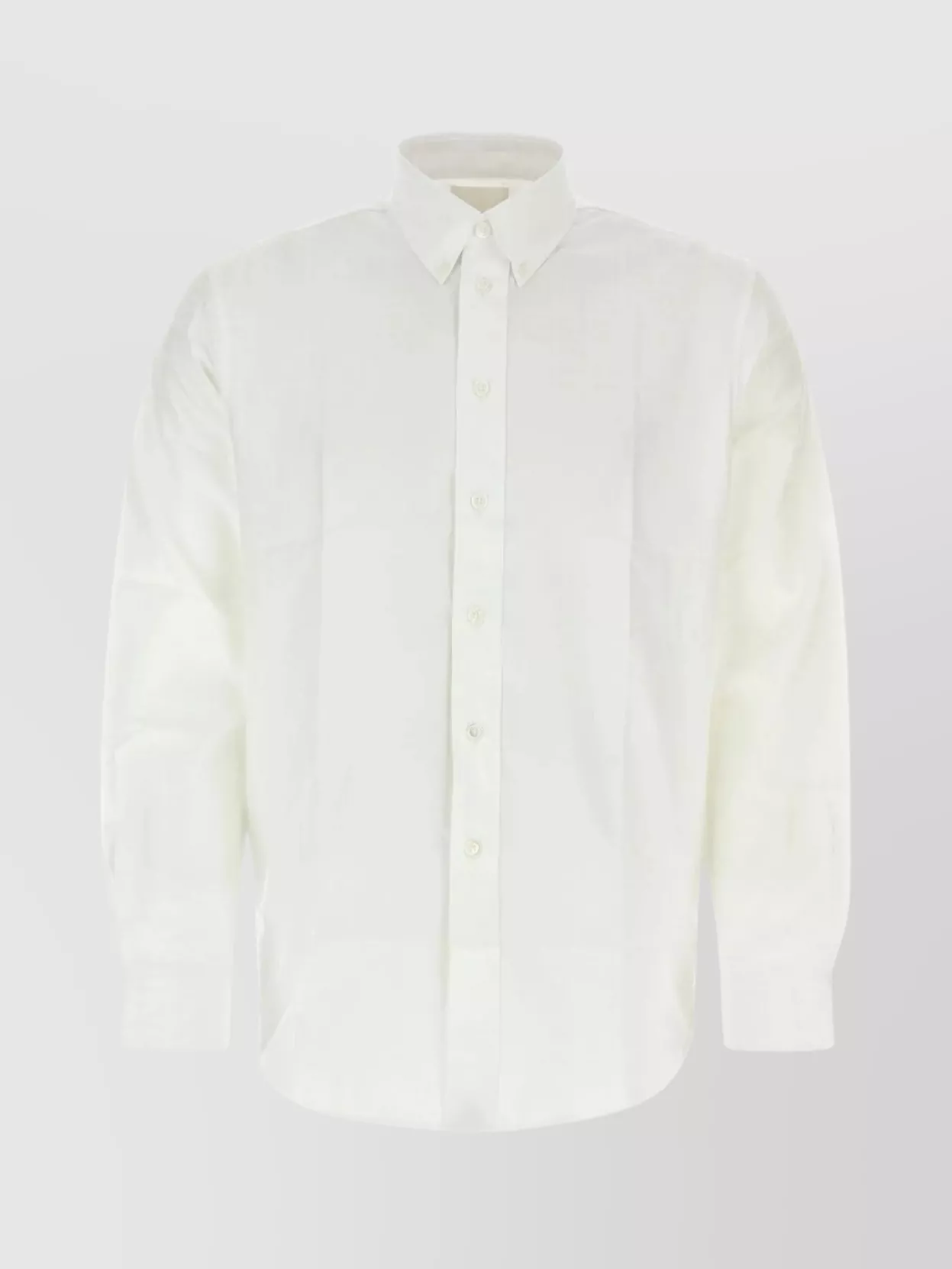 Shop Givenchy Buttoned Collar Cotton Shirt With Rounded Cuffs In White