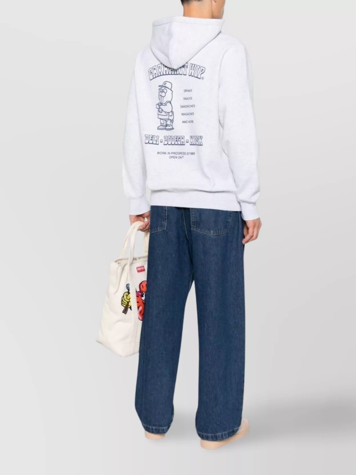 Carhartt Logo Cotton Hoodie With Drawstring Hood In White