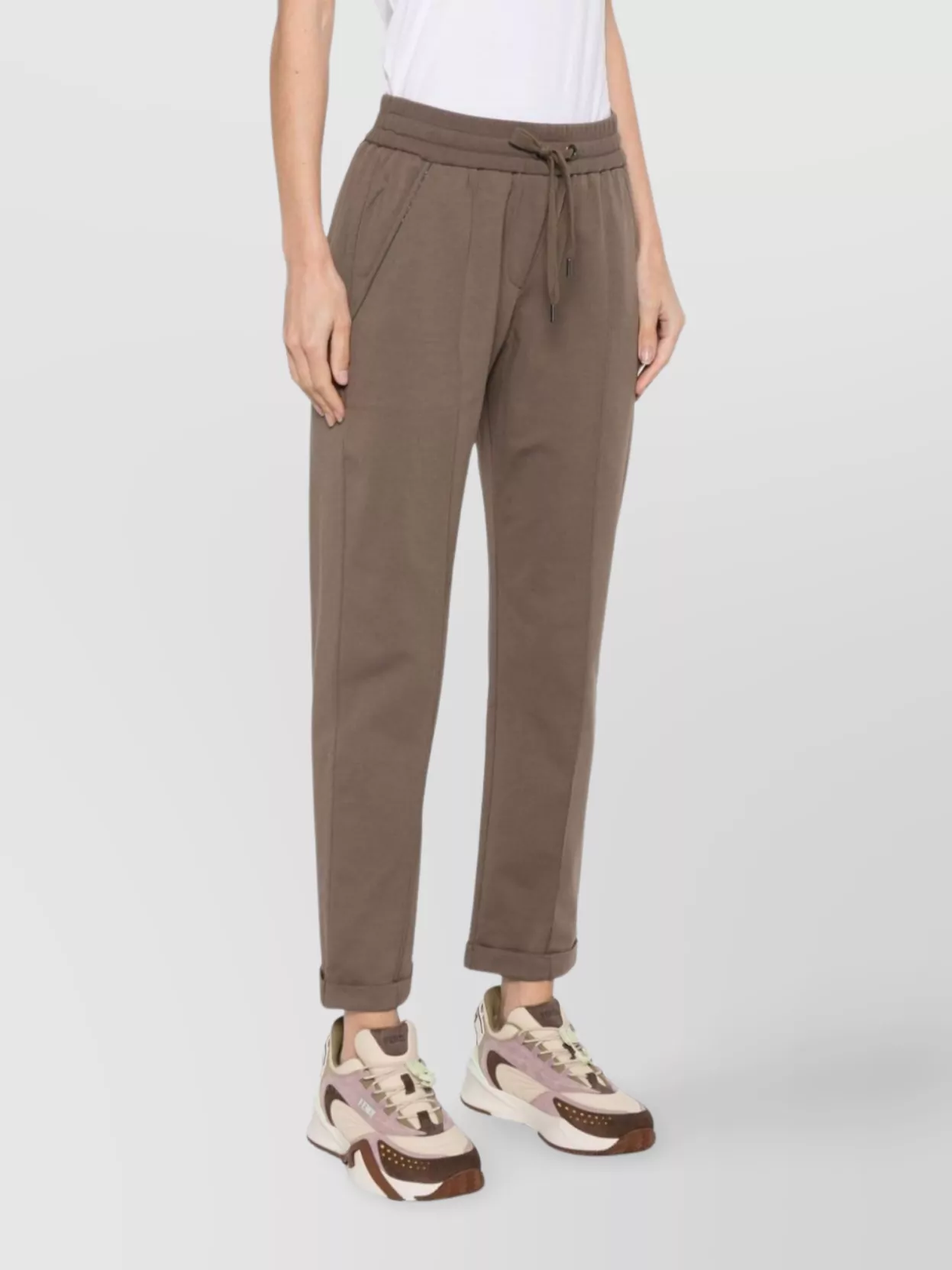 Brunello Cucinelli Cotton Sweatpants With Relaxed Fit And Turn-up Cuffs