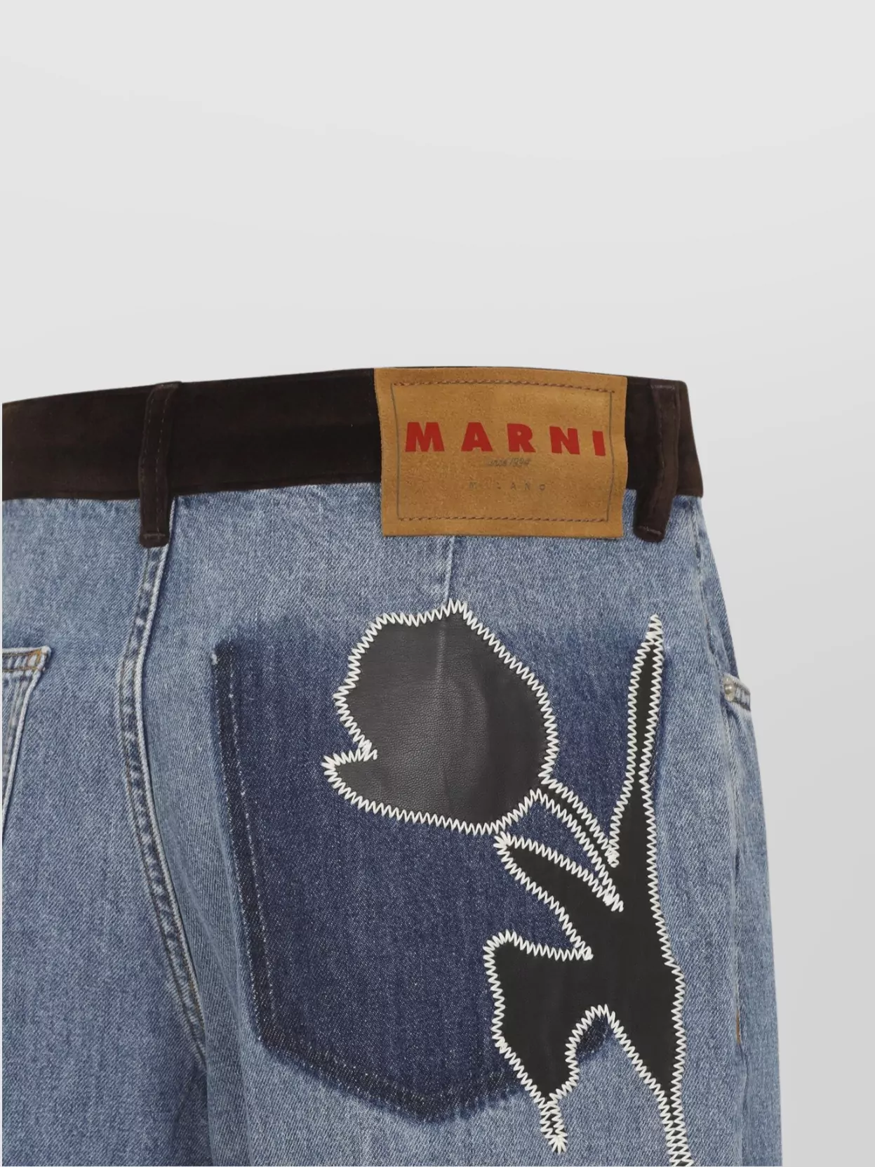 Marni 5-pocket Denim Trousers Contrast Waistband In Blue