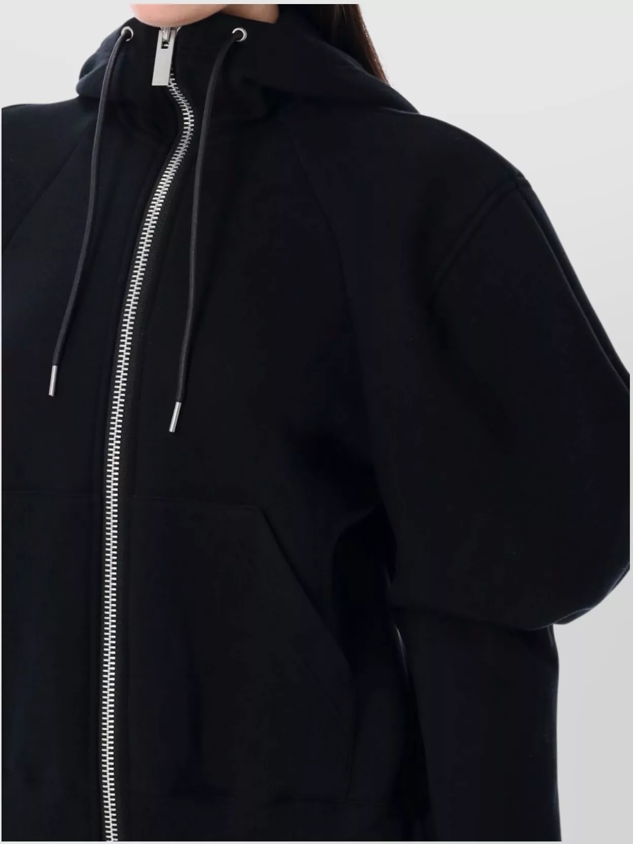 Shop Sacai Hooded Fleece Balloon Sleeve