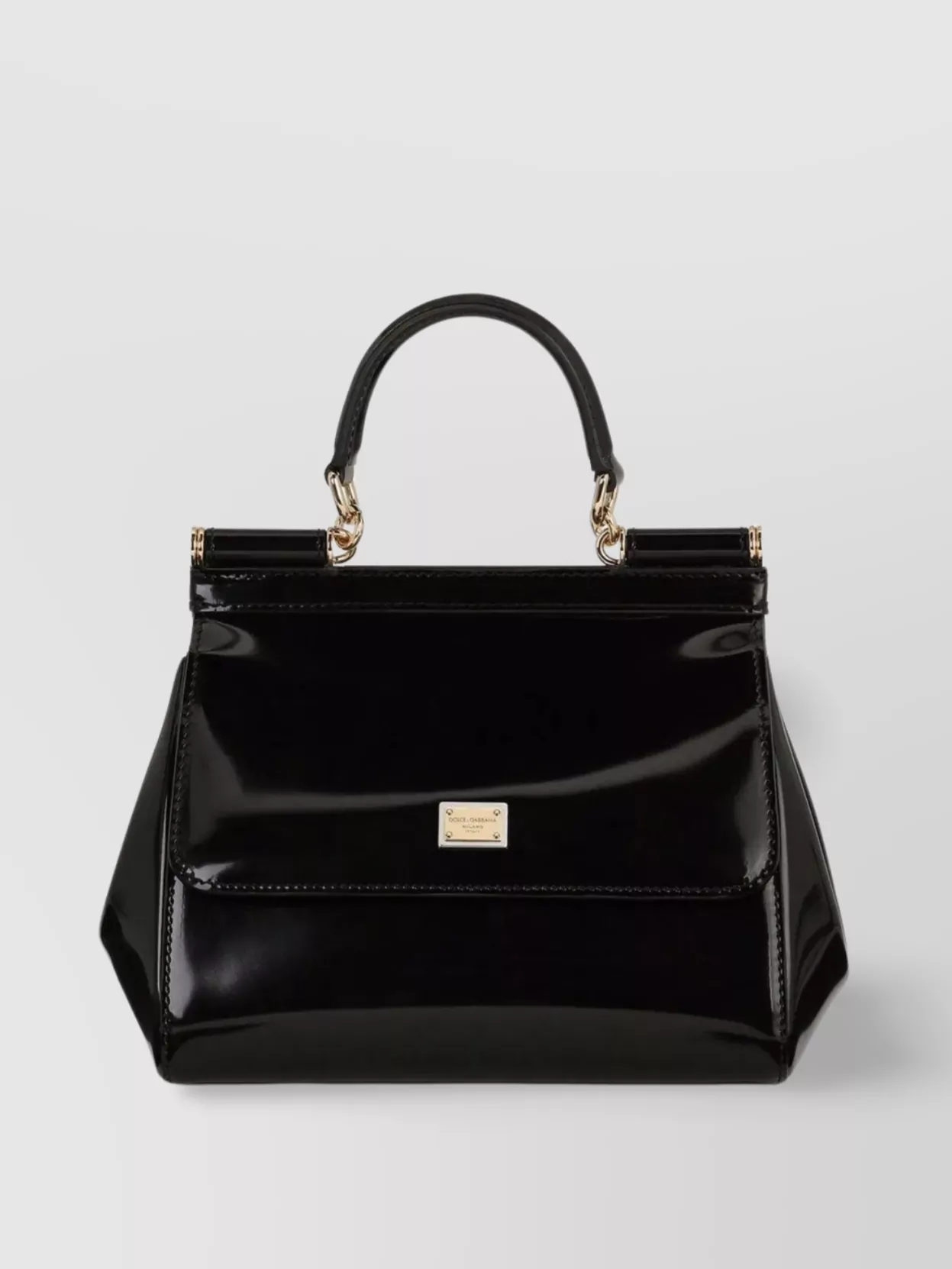 Shop Dolce & Gabbana Polished Calfskin Compact Sicily Bag In Black