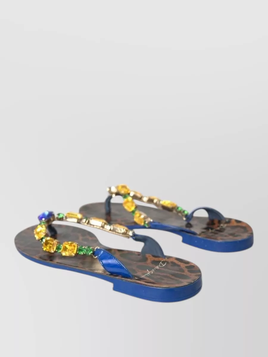 Dolce&Gabbana Embellished Leather Flat Sandals