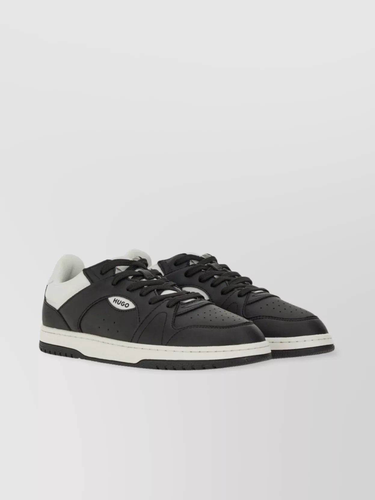 Hugo Leather Sneaker With Contrast Heel Tab