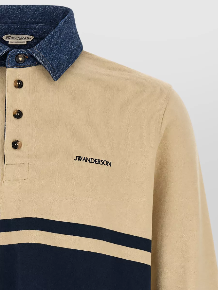 Jw Anderson Cotton Contrast Collar Polo Shirt