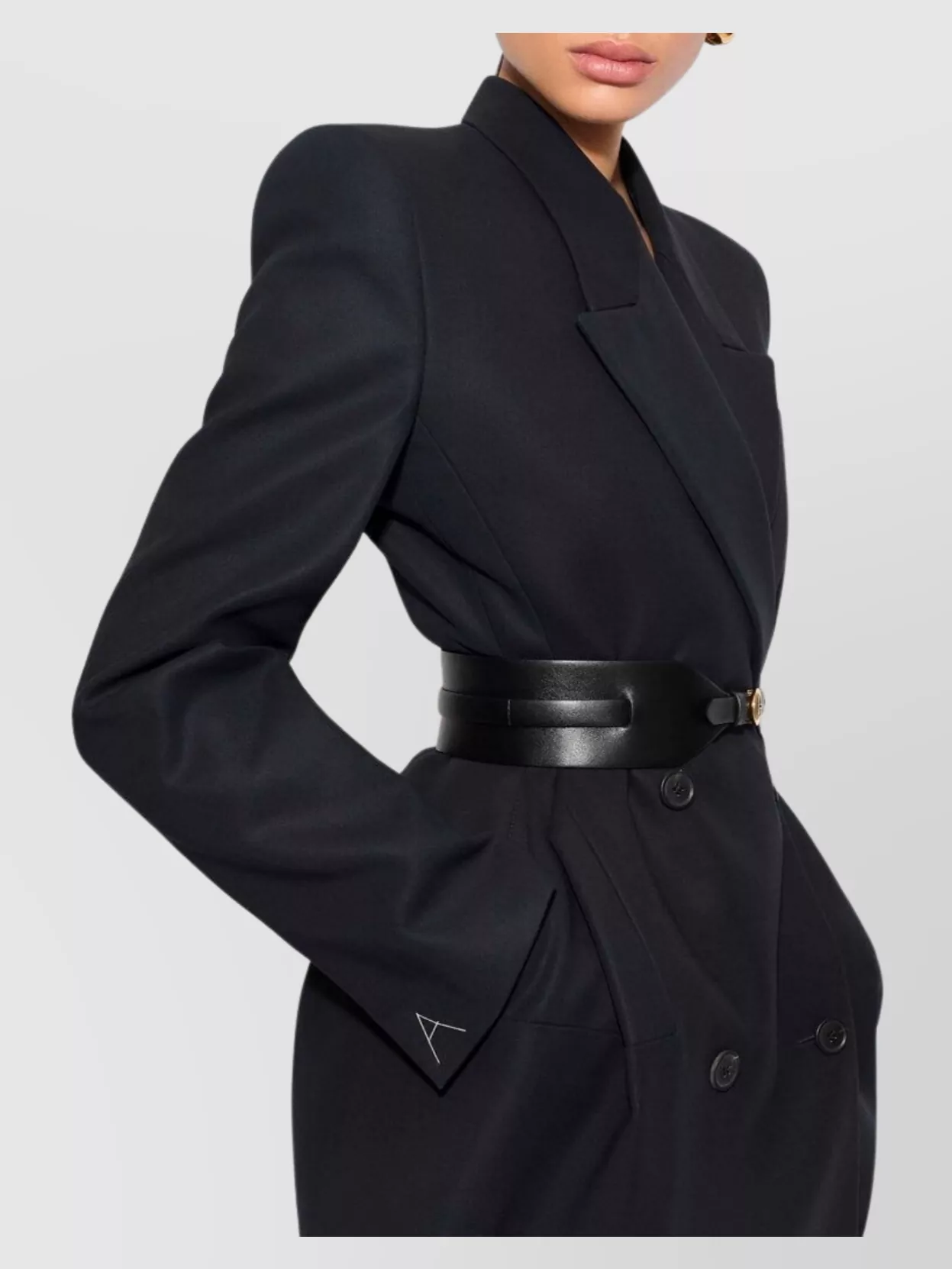 Alaïa Structured Double-Breasted Coat With Belted Waist