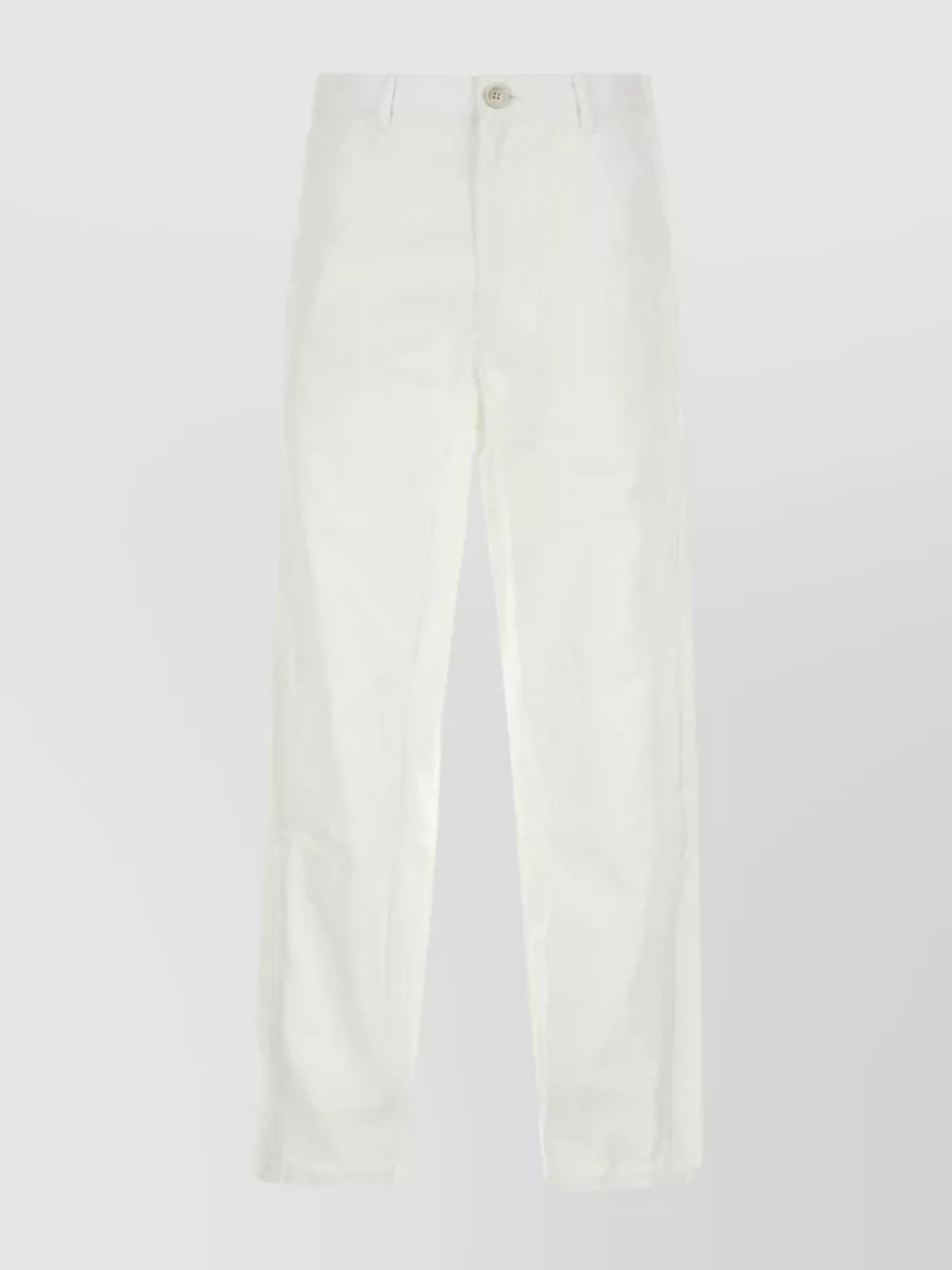 Shop Comme Des Garçons Cotton Pant With Belt Loops And Pockets In White