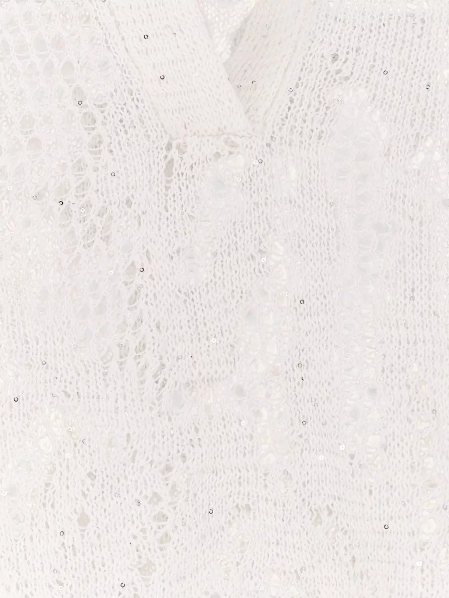 Brunello Cucinelli Textured Knit V Neck Lightweight Sweater