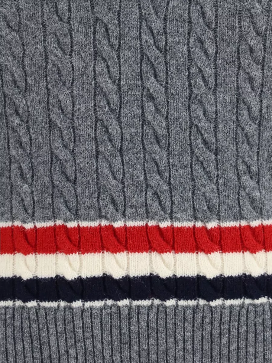 Thom Browne Merino Wool Cable-Knit V-Neck Vest