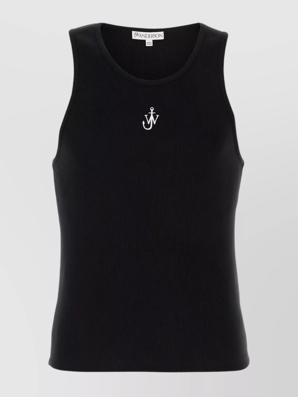 Shop Jw Anderson Sleeveless Ribbed Cotton Tank Top In Black