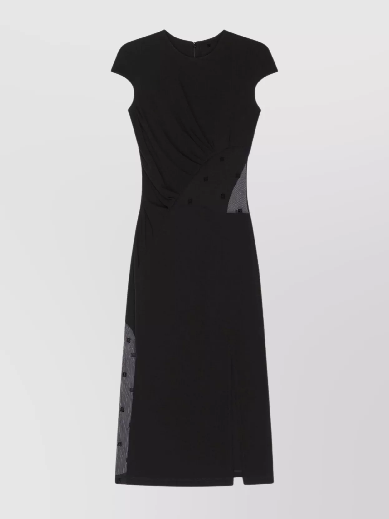 Shop Givenchy Side Draped Tulle Dress In Black