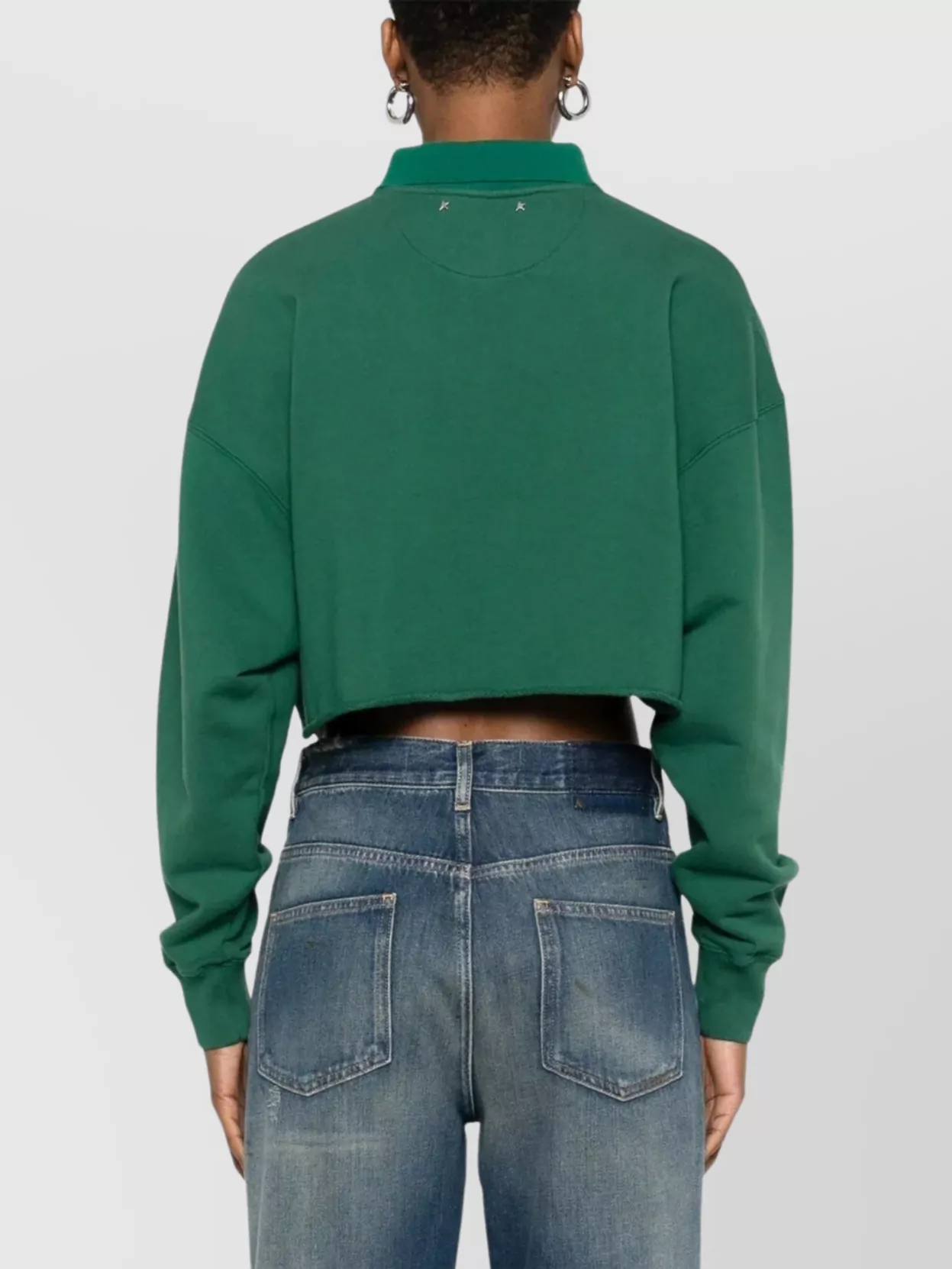 Golden Goose Double Star Cropped Polo Sweatshirt