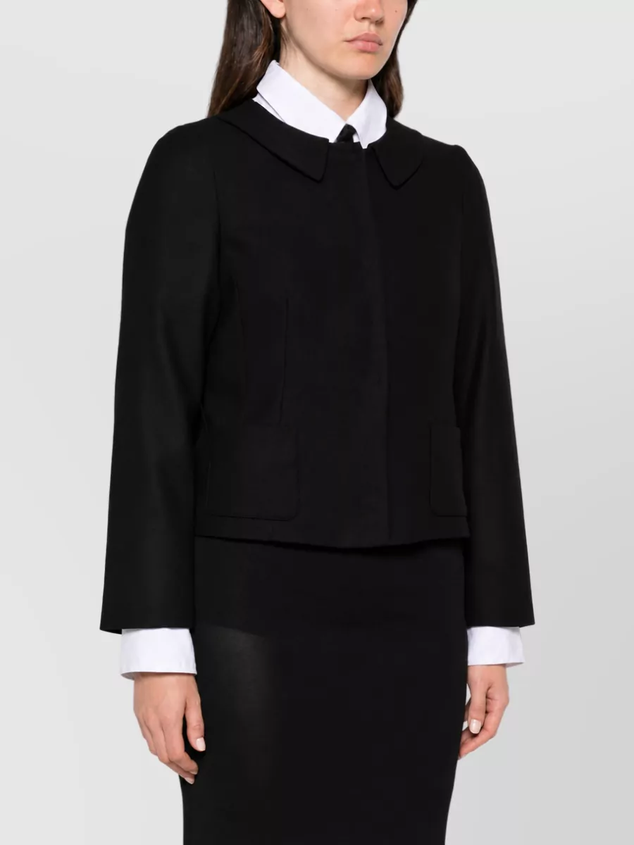 Emporio Armani Bow Detail Peter Pan Collar Wool Blend Blazer