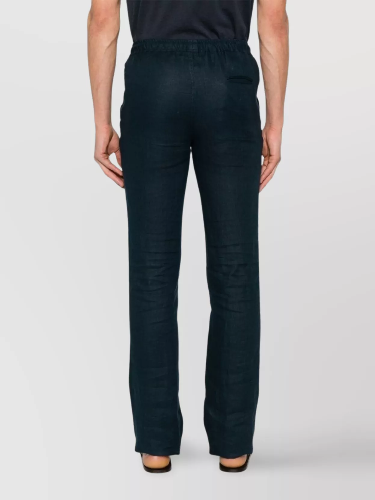 Kiton Trousers With Elastic Waistband And Straight Leg In Blue