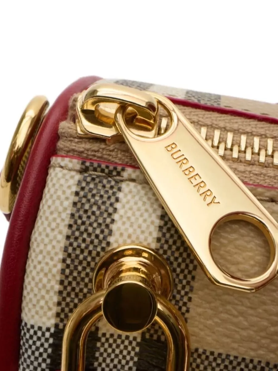 Burberry Mini Bowling Check Coated Canvas Tote Bag