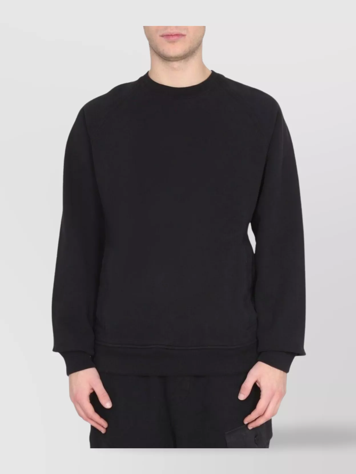 Ten C Raglan Sleeve Crewneck Sweatshirt With Patch Detail In Black