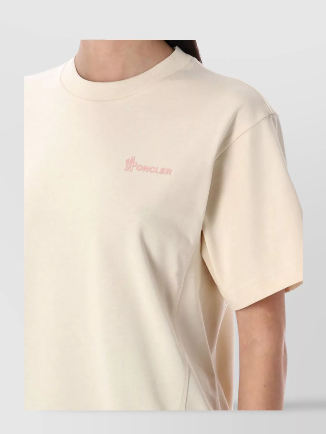 Moncler Grenoble White T-shirt With Logo Printed On The Front And Logo Patch On The Sleeve In Cotton