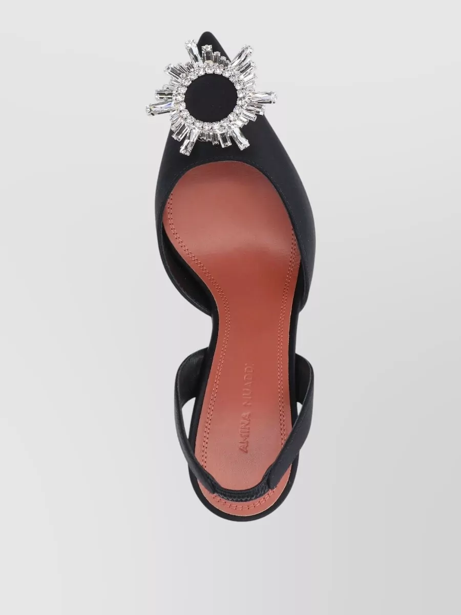 Amina Muaddi Slingback Pumps Pointed Toe Embellished Heel