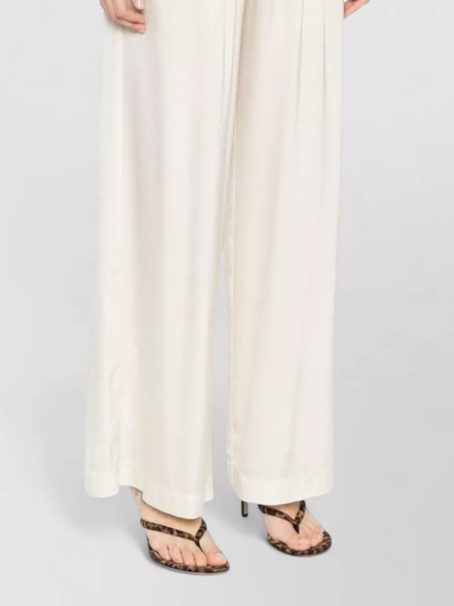 Forte Forte Silk Satin Pleated Wide Leg Trousers