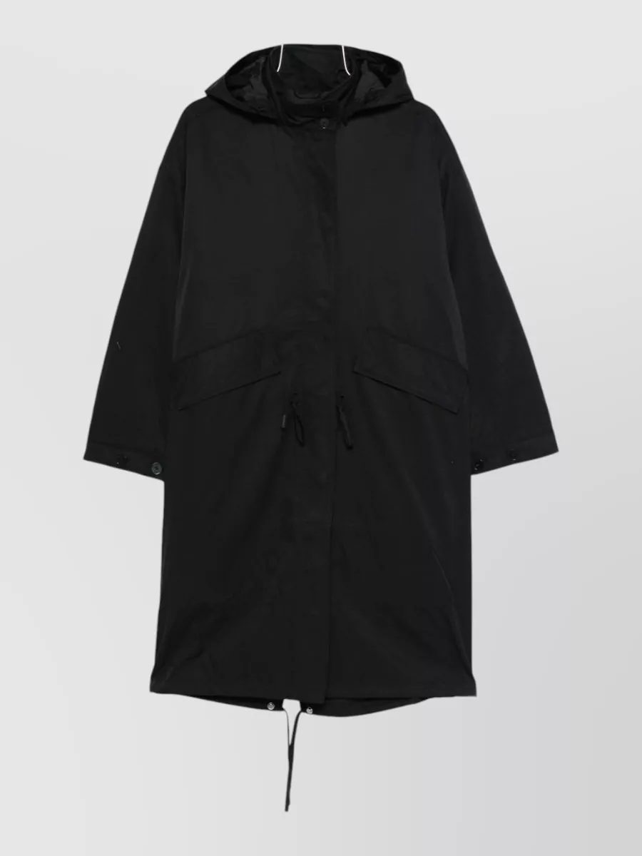 Closed Cotton Nylon Hooded Parka Coat