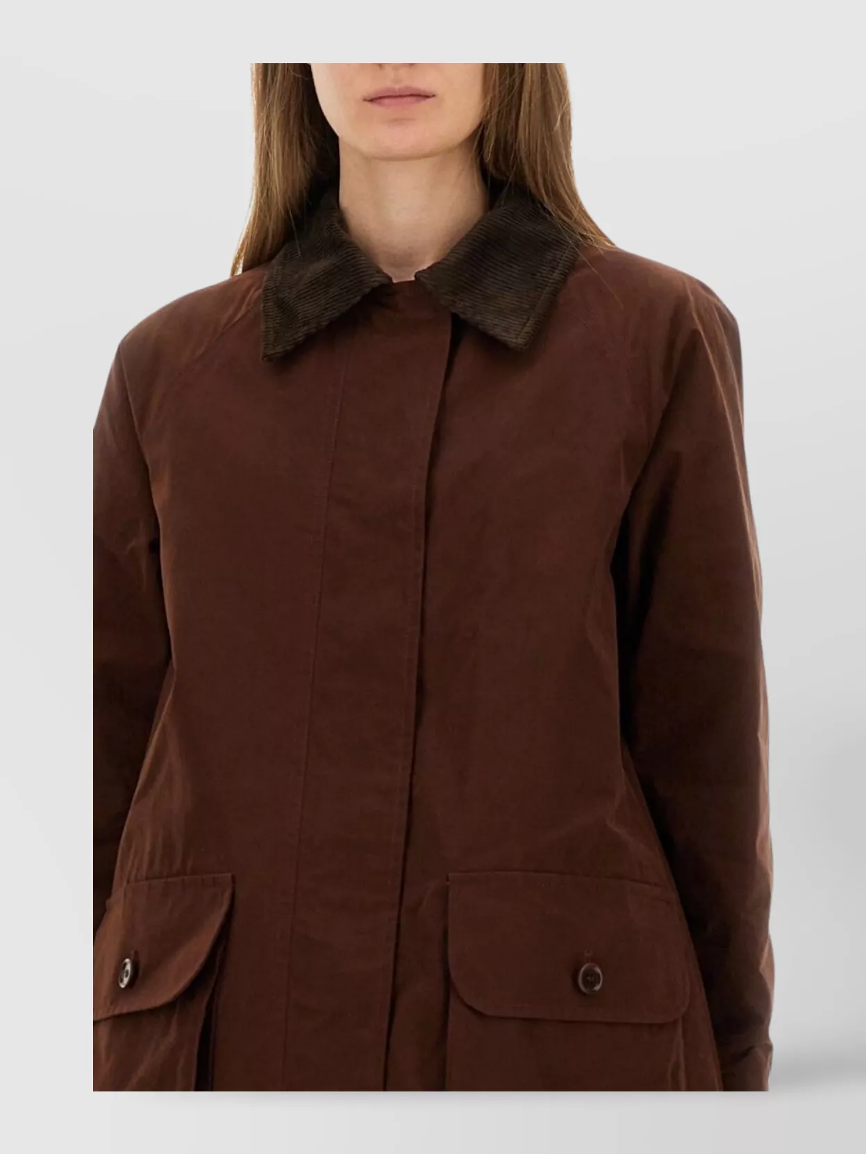 Aspesi Corduroy Collar Long Sleeve Coat