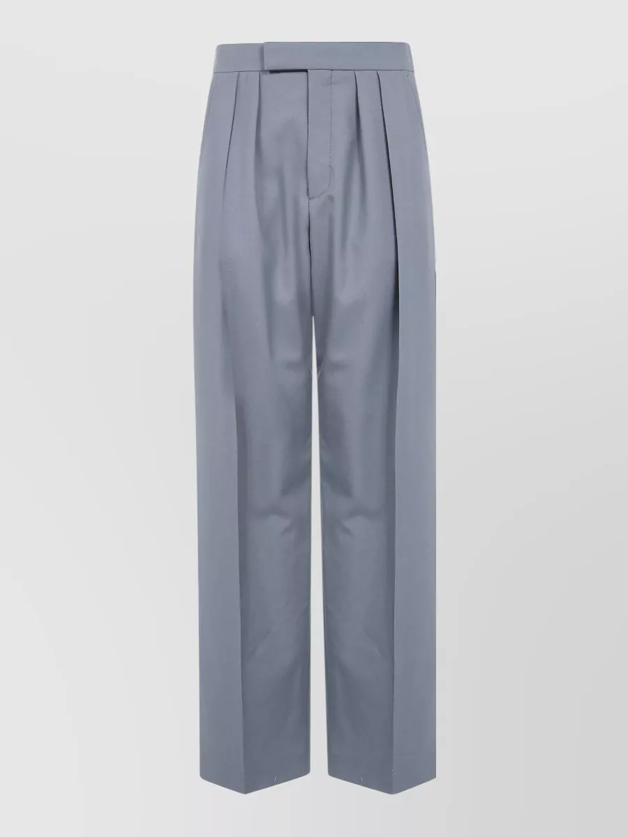 Chloé Palace Wide Leg Tailored Trousers Pleats In Blue