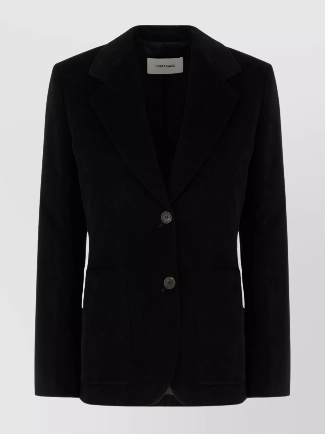 Ferragamo Cotton Blazer Stretch Lapel Single-breasted Pockets