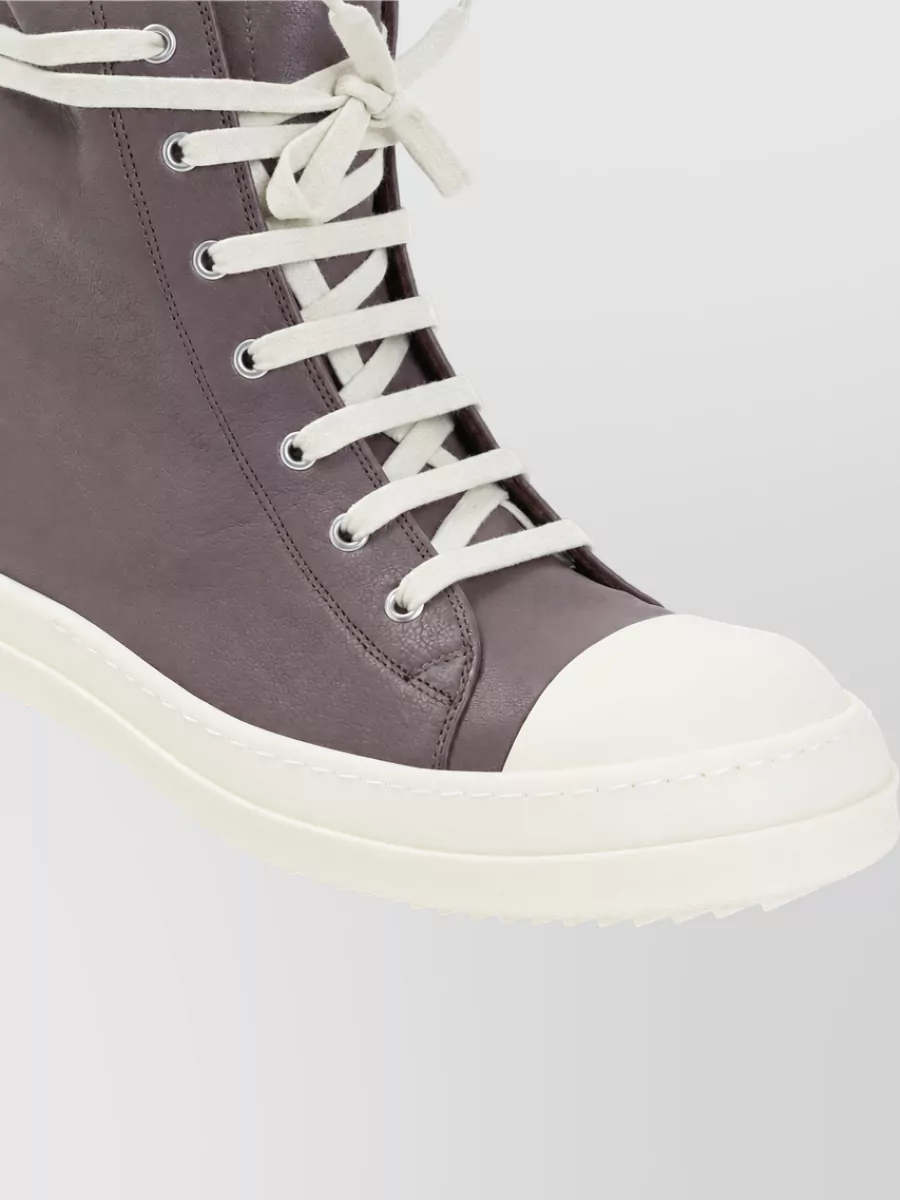 Rick Owens Leather High-Top Sneakers
