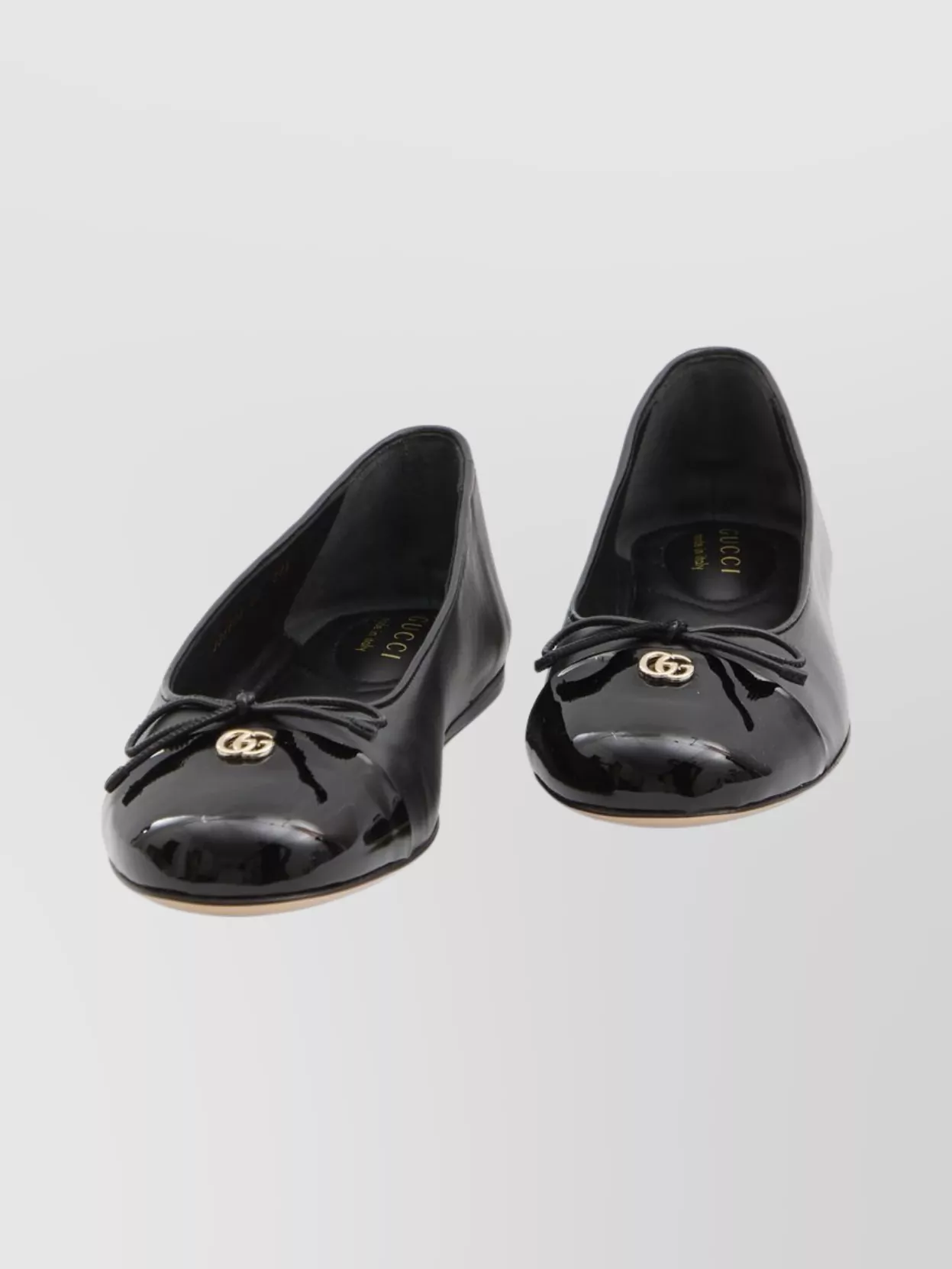 Gucci Leather Ballerina Flats Bow Accent