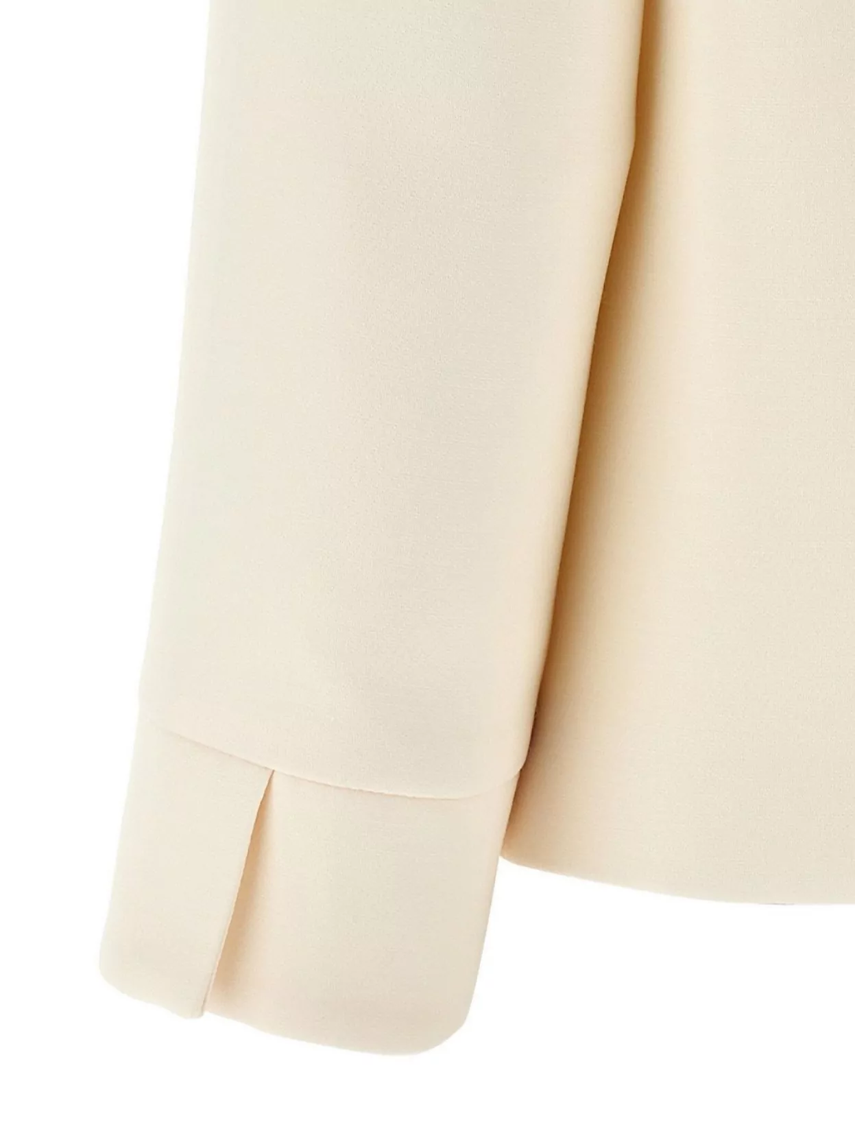Valentino Garavani White Jacket With Spread Collar And Front Jewel Button In Wool And Silk Woman In Neutrals