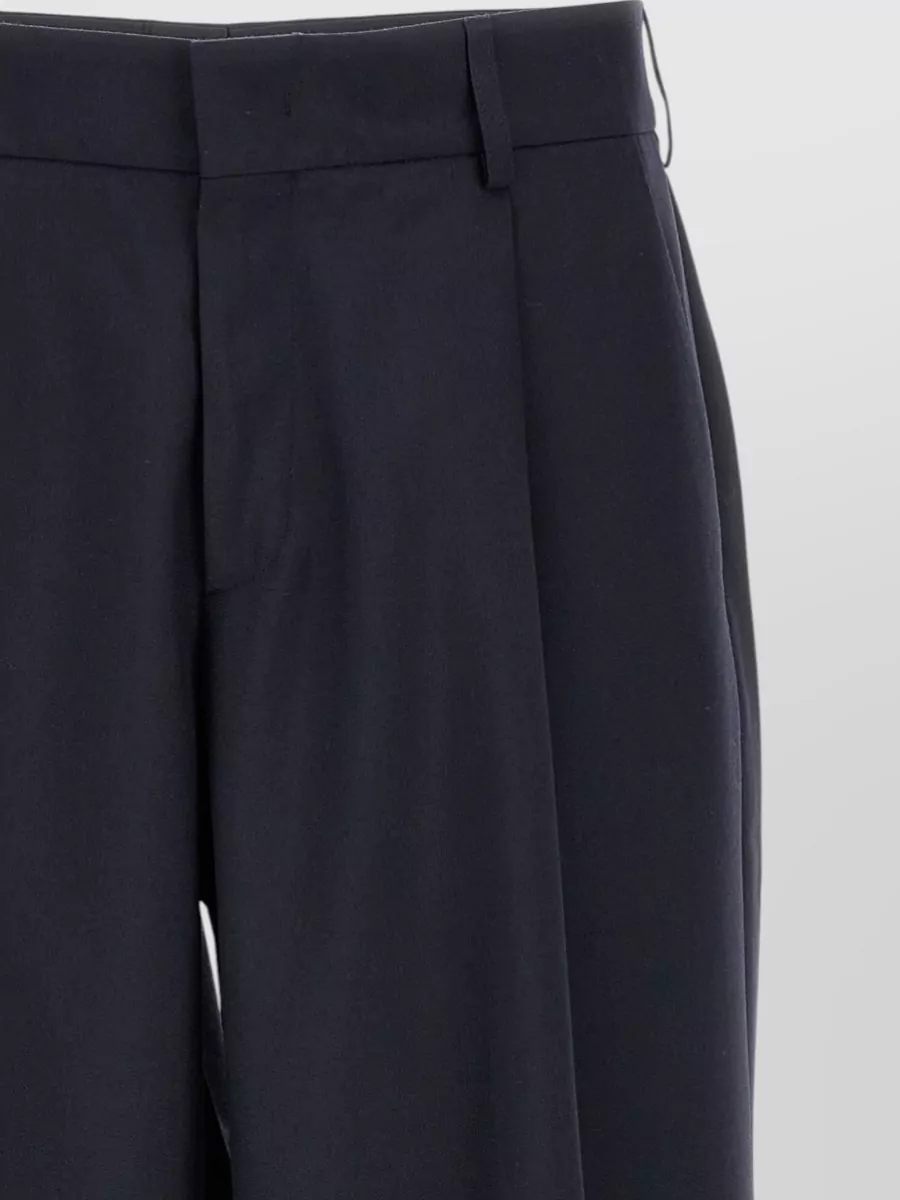 Cellar Door Wool-Blend Pleated Straight-Leg Trousers