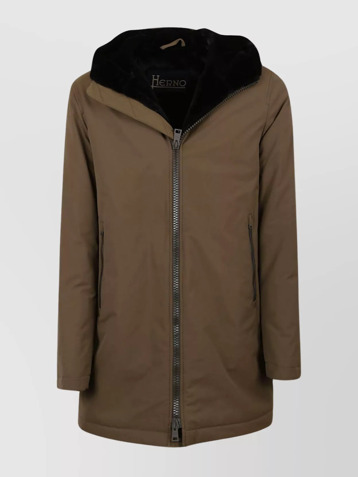 Shop Herno Hooded Parka Jacket With Padded Design In Brown